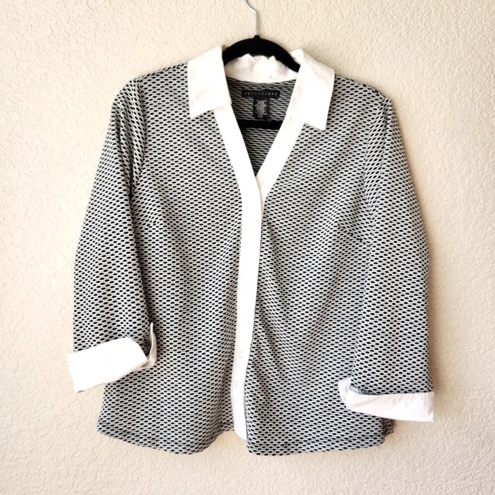 Apostrophe Black/White V-Neck Woman Large